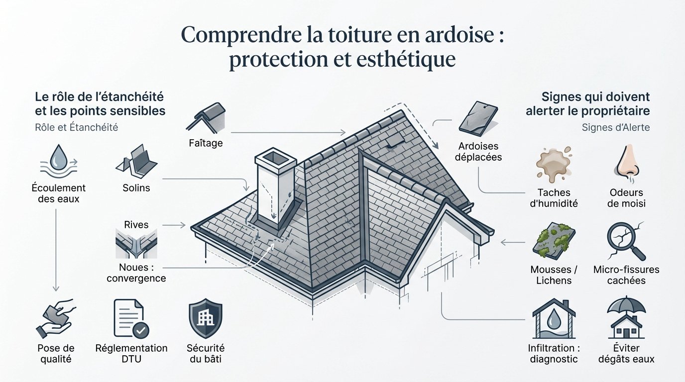 Pose de toiture en ardoise naturelle